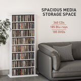 8-Tier DVD Shelf with 6 Adjustable Shelves, Holds 360 CDs, 185 DVDs or 185 Blu-rays
