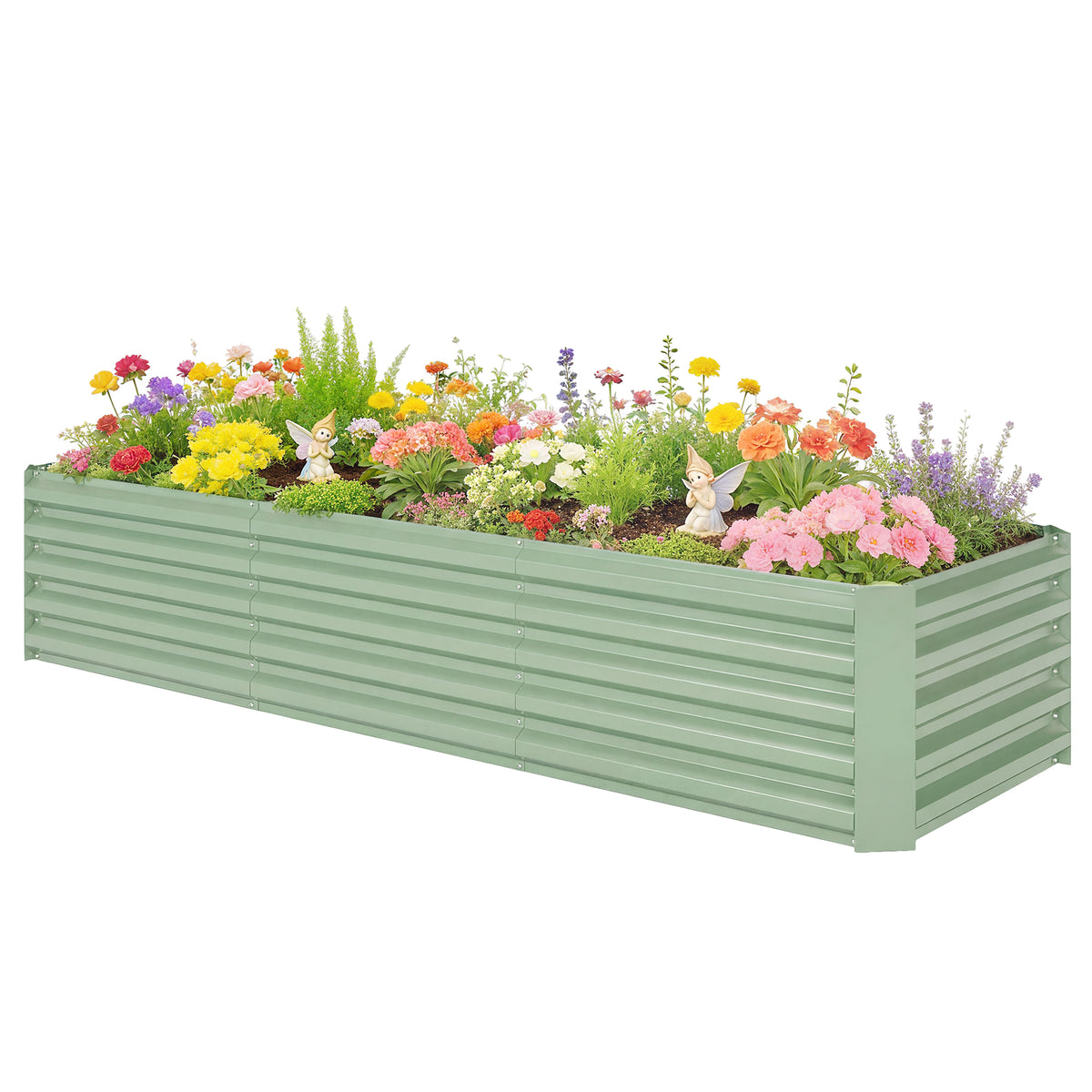 8'x2.6'x1.5' Galvanized Raised Bed, Large Elevated Planter Box for Growing Flowers