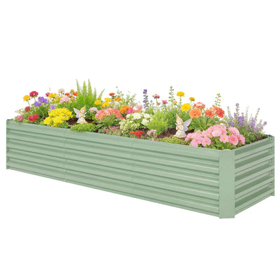 8'x2.6'x1.5' Galvanized Raised Bed, Large Elevated Planter Box for Growing Flowers