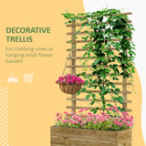 Bac à fleurs bois treillis lit surélevé jardin 4 roues plantes grimpantes 30