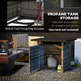 Outdoor PE Rattan Propane Fire Pit Table, 50, 000 BTU Pulse-Ignition Wicker Fire Table