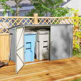 7.6 x 3.4ft Outdoor Storage Shed, 3 Garbage Bin Shed Organizer with Lockable Double Doors