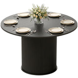 Round Dining Table for 4-6, 47 Inch Kitchen Table with Fluted Pedestal Base
