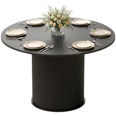 Round Dining Table for 4-6, 47 Inch Kitchen Table with Fluted Pedestal Base