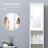 Meuble de rangement haut de salle de bain avec miroir, colonne de salle de bain étroite et autoportante avec étagères réglables