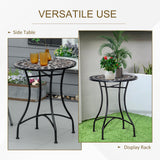 Table de patio mosaïque, table à café ronde avec cadre métallique
