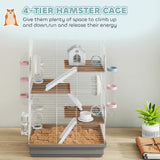 4-Level Large Hamster Cage with DIY Tubes, Exercise Wheels