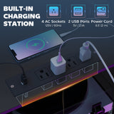 96 Inch Gaming Desk, Dual Computer Desk for 2 Person with Power Outlets and Monitor Stands