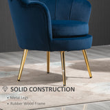 Fauteuil d'appoint moderne, fauteuil de club en tissu velouté avec pieds en métal doré pour chambre à coucher