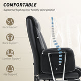Reclining Office Chair, Overstuffed Executive Desk Chair with High Back, PU Leather, Footrest, Swivel Wheels
