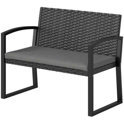 2 Seater Outdoor Bench, Steel Frame for Patio