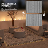 Tapis extérieur avec lumières USB, tapis de patio réversible avec sac de transport pour camping 12' x 9'
