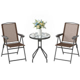 Folding Outdoor Bistro Set, Patio Table and Chairs with Reclining Backrest and Round Dining Table