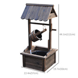 Wooden Well Wishing Fountain Outdoor with Electric Pump Water Bucket for Patio Garden