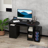Computer Desk with Storage, Home Office Laptop Table with Shelves and Drawers, Modern Workstation Desk with Keyboard Tray