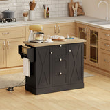 Farmhouse Kitchen Island Cart with Power Outlet and Soft-Close Doors, 49