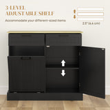 Armoire à Bac Poubelle Caché, Armoire Poubelle Basculante avec 2 Tiroirs