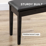Tabouret de piano classique, siège de clavier rembourré en cuir PU avec pieds en bois d'hévéa et compartiment de rangement pour partitions