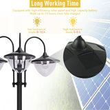3-head LED Solar Light Lamp Street Light Post with Planter