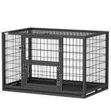 Cage à Chien 37 Pouces Robuste, Grand Chenil Métallique pour Chien avec Plateau Amovible, 3 Portes et Verrouillage Sécurisé