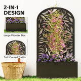 Metal Garden Bed with Trellis for Climbing Plants