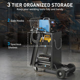 Welding Utility Cart 3-Tier Heavy Duty Rolling Tool Cart with Gas Cylinder Holder