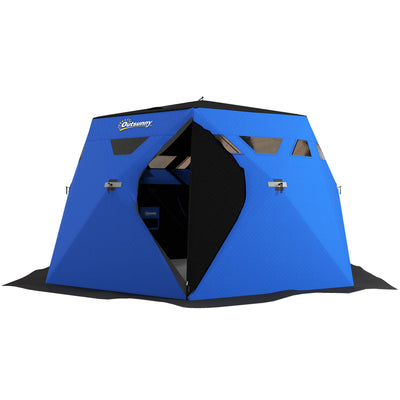 4 Person Insulated Ice Fishing Shelter, Pop-Up Portable Ice Fishing Tent with Carry Bag and Two Doors for -22℉