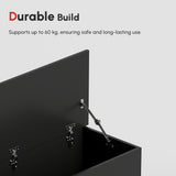 Coffre de rangement de 99 cm avec 2 charnières de sécurité, organisateur de rangement avec couvercle rabattable