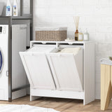 Tilt-Out Laundry Storage Cabinet, Modern Laundry Hamper with 2 Compartments for Bathroom Washroom
