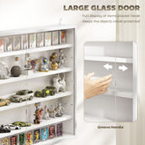5-Tier Display Cabinet, Shot Glass Display Case, Glass Curio Cabinet with 2 Glass Doors and 4 Adjustable Shelves