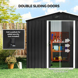 8' x 6' Outdoor Storage Shed, Metal Garden Tool Storage House with Lockable Sliding Doors and Vents