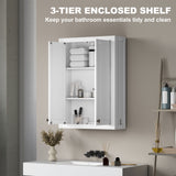 Bathroom Cabinet Wall Mounted, Modern Bathroom Wall Cabinet with 2 Doors and 2 Adjustable Shelves