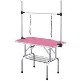Table de toilettage pour chien avec 2 sangles de sécurité panier de rangement
