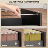 Petit Classeur 3 Tiroirs avec Serrure, Classeur de Rangement de Bureau Vertical avec Roulettes pour Bureau à Domicile