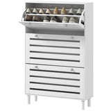 Armoire à chaussures étroite, 3 tiroirs basculants, étagères ajustables, capacité 18-24 paires