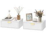 Modern Floating Nightstands Set of 2, Wall Mounted Bedside Tables with Wave Drawer