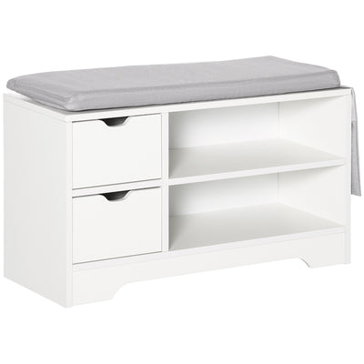 Upholstered Shoe Storage Bench w/ Seat, Entrance Bench w/ Drawer Open Shelves and Pocket for Hallway