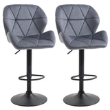 Bar Stool Set of 2 Fabric Adjustable Height Armless Upholstered Counter Chairs with Swivel Seat
