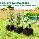 3 Packs Tomato Cages with 13.5 Gallon Grow Bags, Adjustable Square Plant Support Trellis