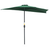 9ft Half Round Umbrella Outdoor Patio Garden Balcony Parasol Window Sun Shade w/ 5 Ribs