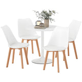 Round Dining Table Set for 4 with Pedestal Base, PU Padded Seats, for Small Space