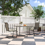 C Spring Motion Patio Chairs Set of 2 with Curved High Backrest, All Weather Breathable Fabric, Metal Frame