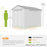 Abri de jardin 9' x 6', remise de patio extérieure avec toit en pente, porte verrouillable pour patio cour