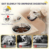 Raised Dog Bowls with Storage, 2 Stainless Steel Food and Water Bowl Non-Slip