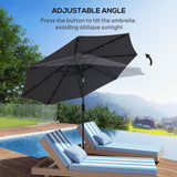 8.8 ft Solar Powered Outdoor Patio Umbrella Round Market Table Umbrella with Adjustable LED Lights Tilt Crank