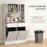 Kitchen Cabinet with Charging Station, 2 Tilt Out Cabinets, Microwave Stand