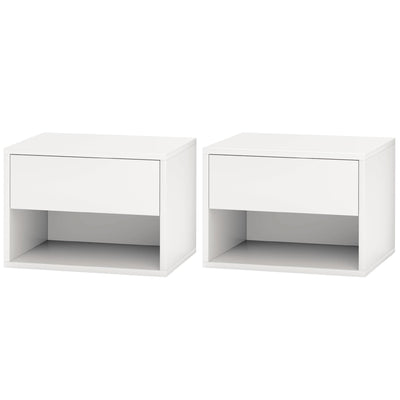 Floating Nightstand Set of 2, Wall Mounted Bedside Table with Drawer for Bedroom