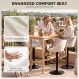 Bar Stools Set of 3, Swivel Counter Height Bar Stools with Back, Adjustable Linen-Look Bar Chairs
