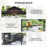 8' x 5' Barbecue Gazebo, 2-Tier BBQ Gazebo with 2 Side Shelves, Storage Basket, Hanging Hooks