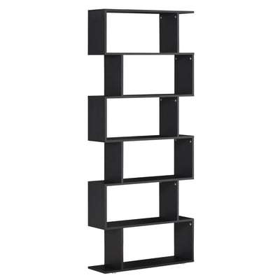Wooden S Shape Bookcase 6 Shelves Storage Display Home Office Furniture